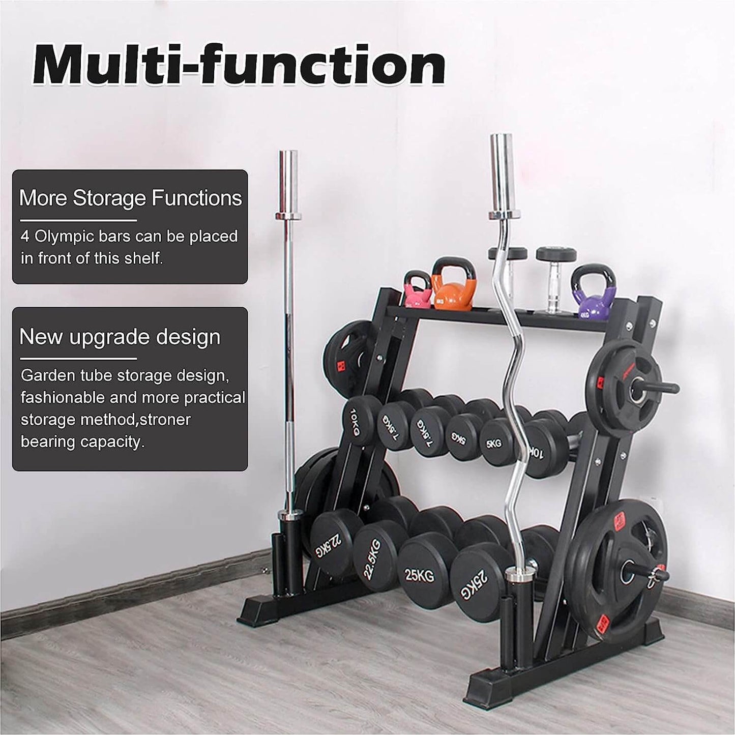 3 Tier Dumbbell Rack Multifunction Barbells Storage Rack